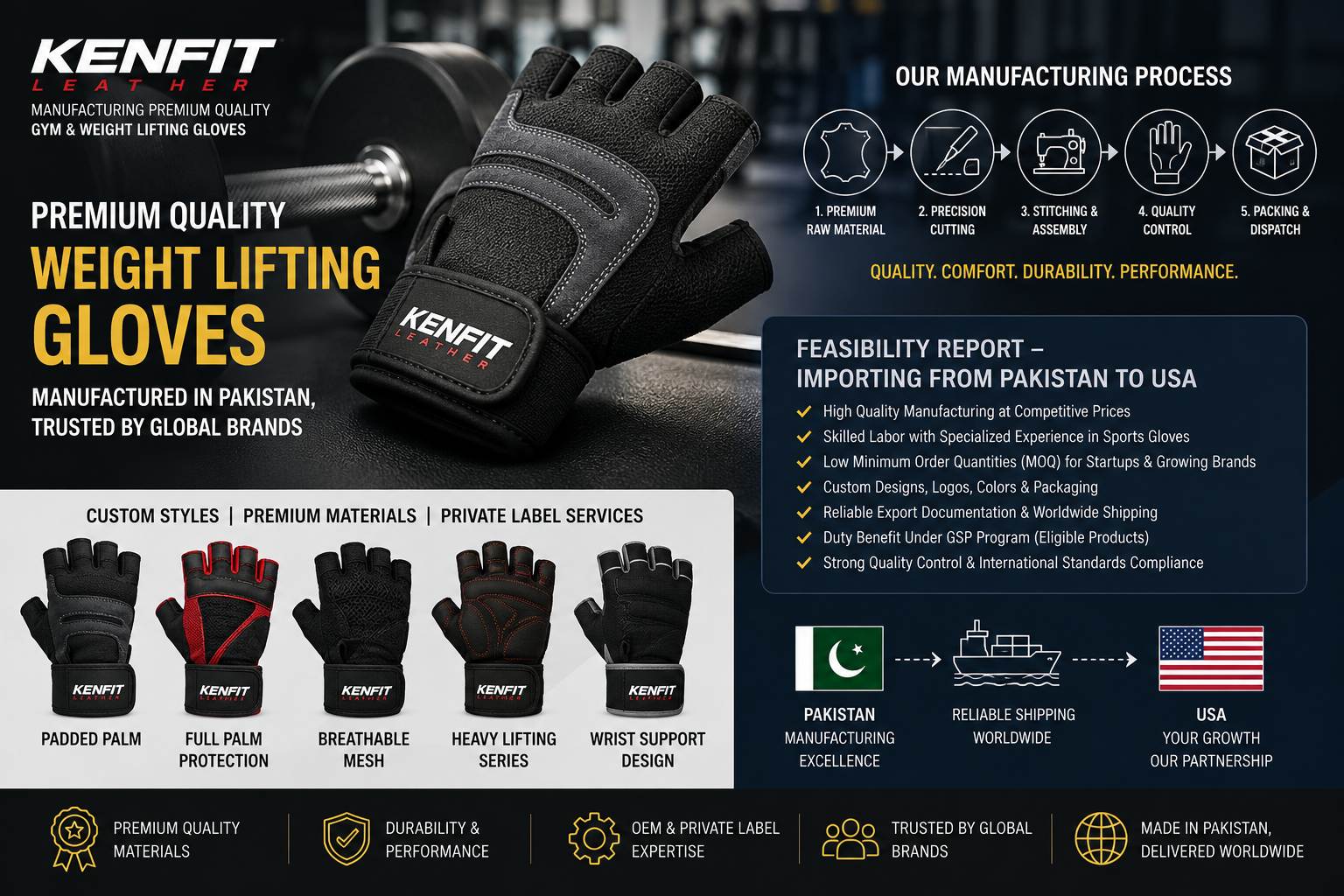 Why U.S. Brands Are Importing Weight Lifting Gloves from Pakistan: A Manufacturing & Feasibility Guide by Kenfit Leather
