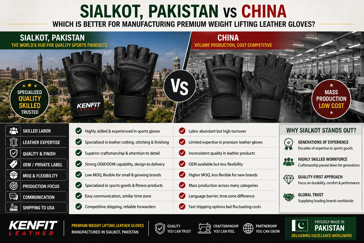 Sialkot, Pakistan vs China: Which Is Better for Manufacturing Premium Weight Lifting Leather Gloves?